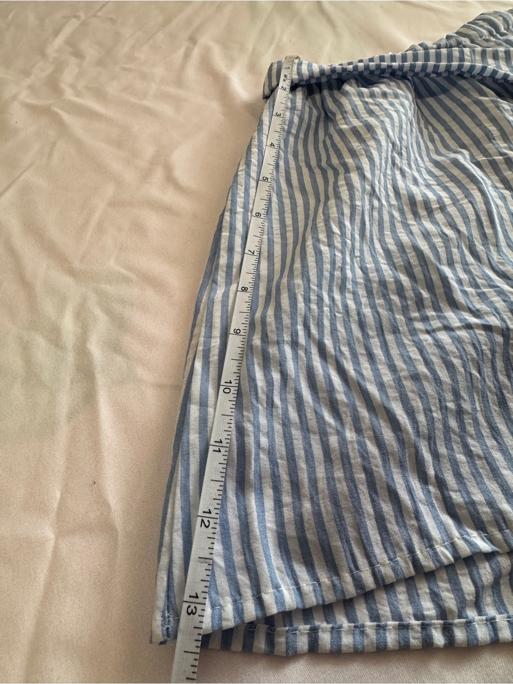 Light Blue Striped Women’s Tie-Waist Shorts - Picture 6 of 9